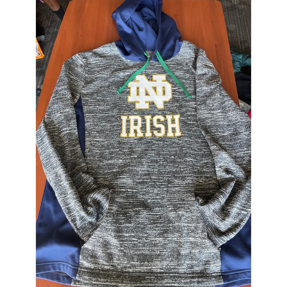 Fanatics Notre Dame Fighting Irish Hoodie Mens Large Grey Navy Blue Pullover